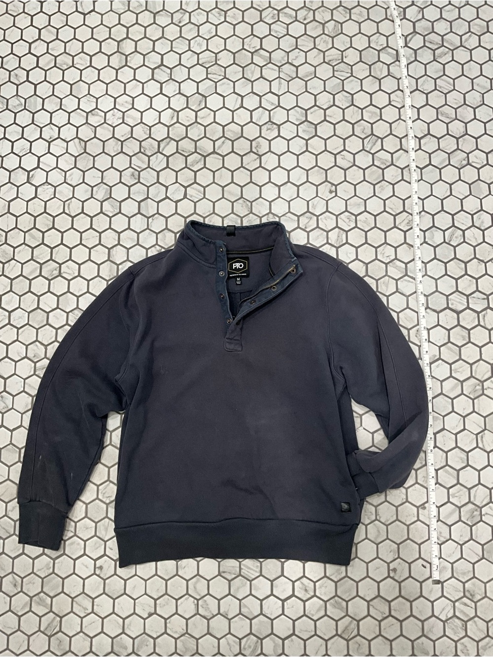PTO engineered designs Dark Navy Snap-Closure Quarter Zip Sweater